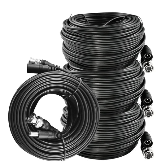 60 ft BNC Video Power Extension Cables for CCTV Cameras (4-Pack)