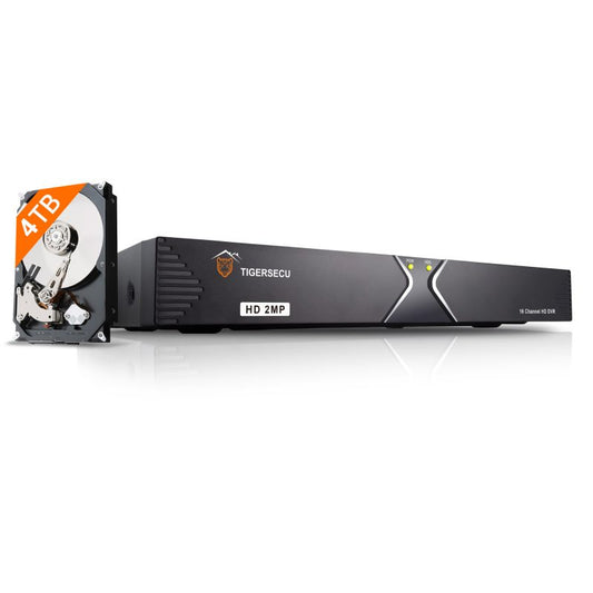 TIGERSECU Super HD 1080P 16-Channel Hybrid 6-in-1 DVR Security Recorder with 4TB Hard Drive (Cameras Not Included)