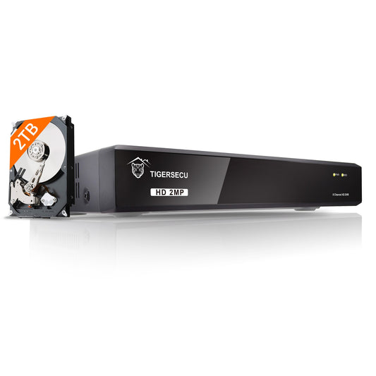 TIGERSECU Super HD 1080P 8-Channel Hybrid 6-in-1 DVR Security Recorder with 2TB Hard Drive (Cameras Not Included)