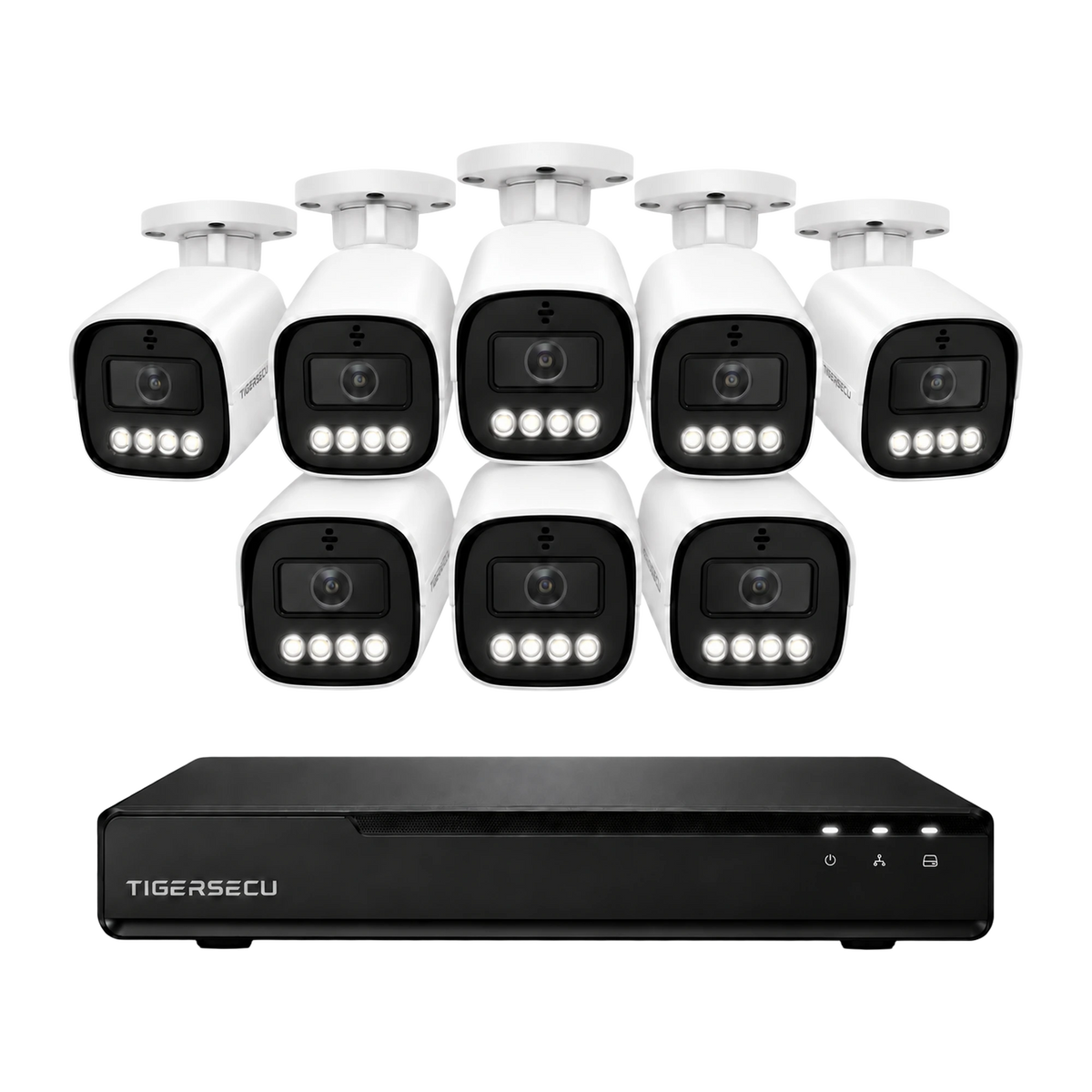 1 × 8-channel NVR and 8 × bullet cameras