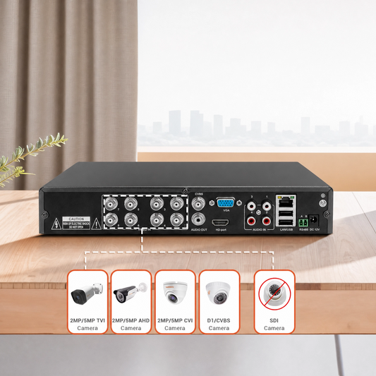 TIGERSECU Super HD 1080P 8-Channel Hybrid 6-in-1 DVR Security Recorder with 1TB Hard Drive (Cameras Not Included)