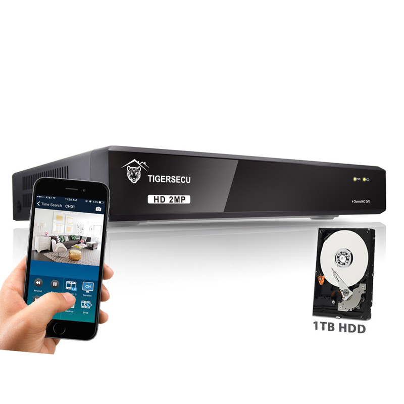 TIGERSECU Super HD 1080P 8 Channel DVR Without Hard Drive for