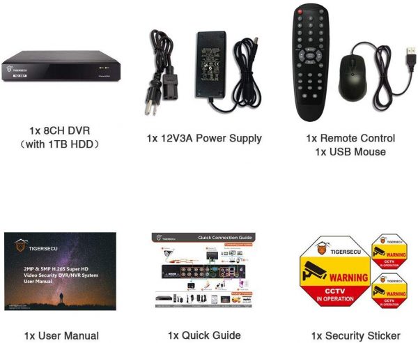 Super HD 1080P 8 Channel Security DVR with 1TB