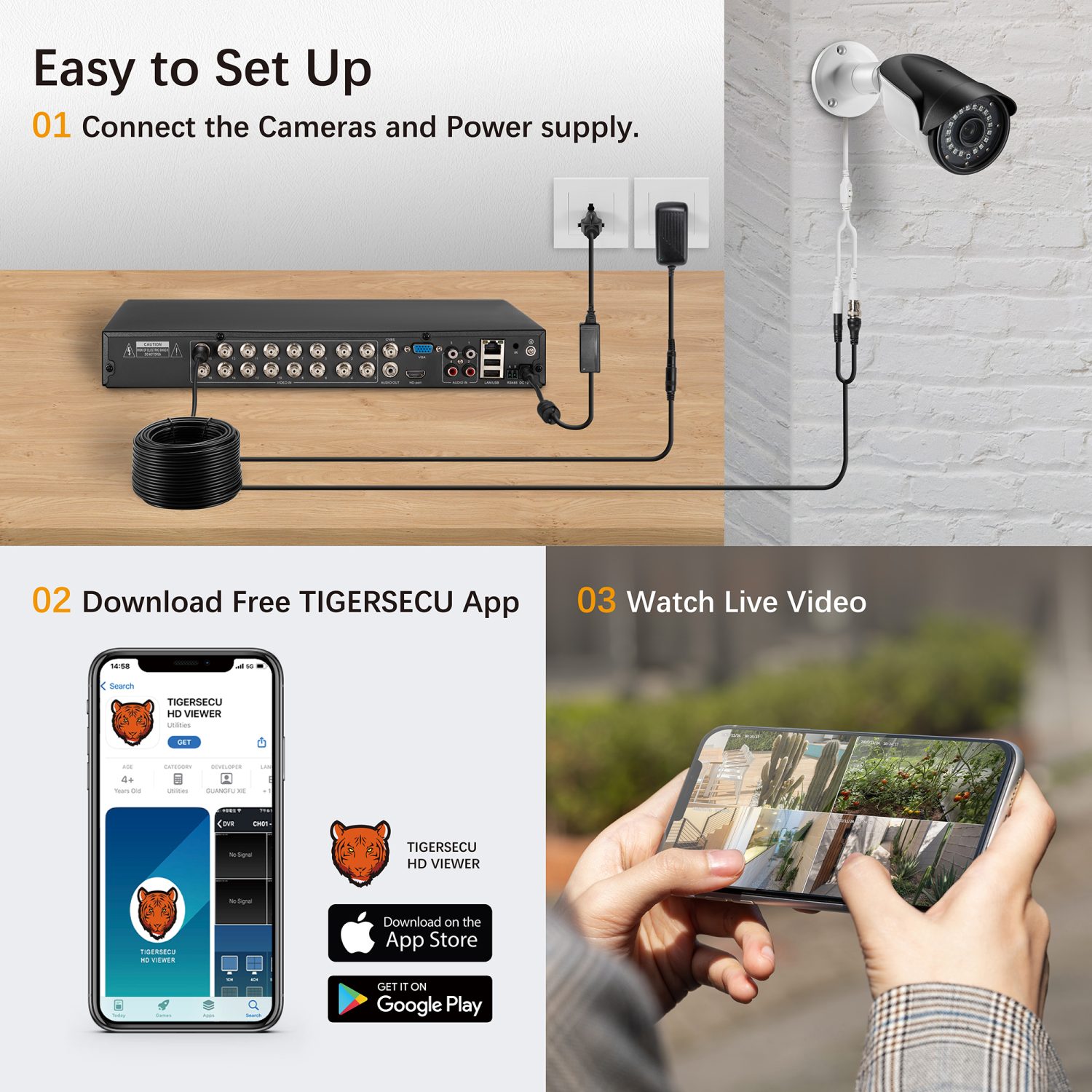 TIGERSECU Super HD 1080P 16Channel Hybrid 4in1 DVR Security Recorder