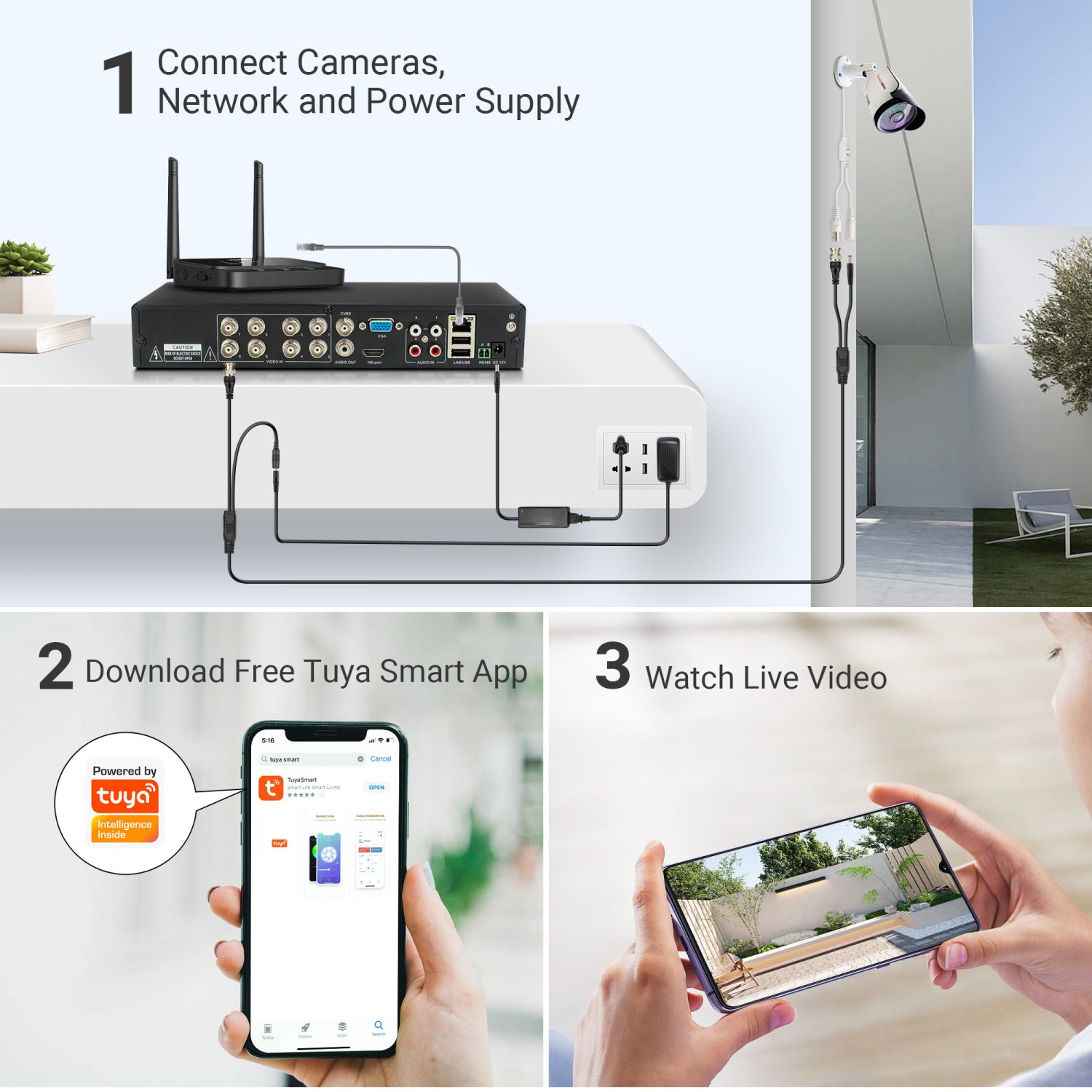 TIGERSECU Ultra HD 5MP 8Channel Hybrid NVR and DVR Recorder with 2TB