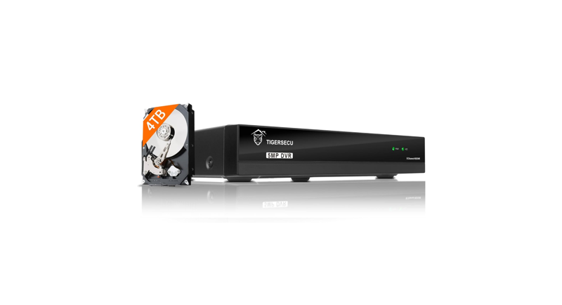 TIGERSECU Ultra HD 5MP 8-Channel Hybrid DVR Recorder with 4TB Hard Drive (Cameras Not Included)