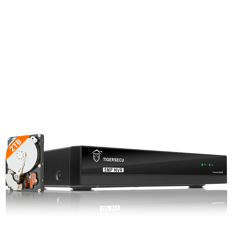 TIGERSECU Ultra HD 8 Channel PoE NVR System with 2TB Hard Drive (Cameras Not Included)